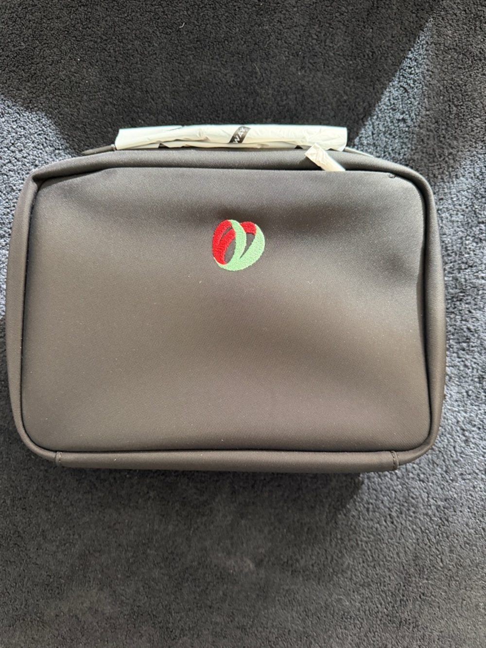 Away Black Toiletry Bag with Red and Light Green Embroidered Logo